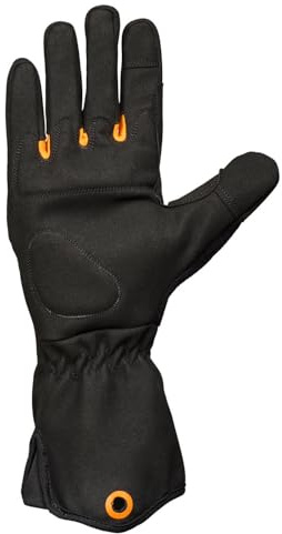 Fiskars Strauchpflege-Handschuhe, Arbeitshandschuhe für den Garten, Touchscreen-kompatible Daumen und Fingerspitzen, Kunstleder, Größe 8, Schwarz/Orange, 1071152