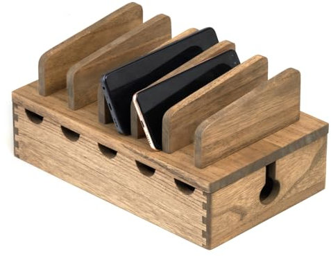 KIRIGEN Boîte de Gestion de câbles en Bois Organisateur de câbles Cachette multiprise Prise électrique Câble de Bureau Station Protection