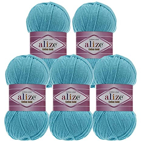 5 x 100g Strickgarn Alize Cotton Gold Uni Klassikgarn Häkelgarn Strick-Wolle Farbwahl
