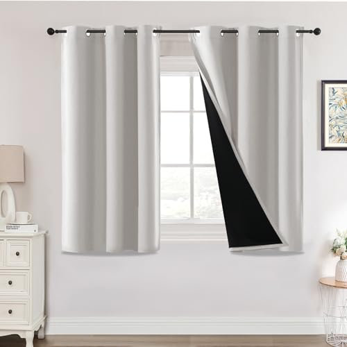 H.Versailtex 100% Blackout Curtains,Thermal Insulated & Warm Protecting Curtains Eyelet for Living Room, Bedroom,46 x 54 Inch,2 Panels,Cream Natural Curtains