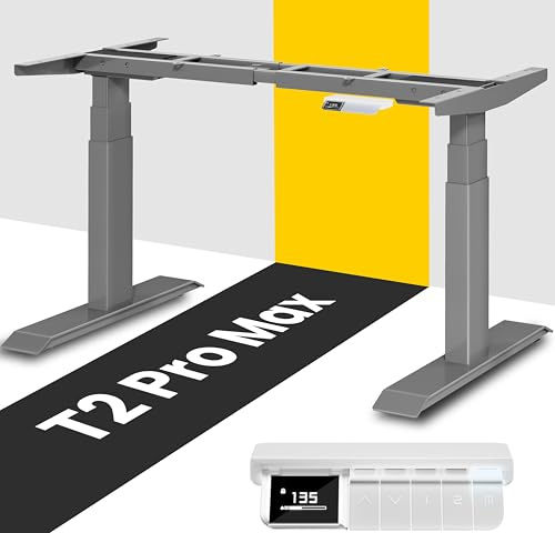 MAIDeSITe T2 Pro MAX Marco de Escritorio Elevable Eléctrico,con un Rango de Ajuste de 135 cm de Altura. Cuenta con Doble Motor, una Capacidad de Carga de 160 kg, un Sistema de Control Piano-Master