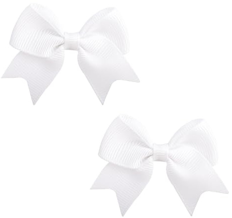 2 Pcs Hair Bows for Girls,Mini Tiny No-Willbond Ribbon White Bow Wrapping Cake,Decor Garland Ribbons Bows for Crafting,for Girl Kids Diy Cute Hair Clip Sewing Crafting Scrapbooking