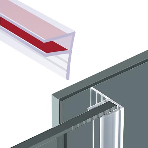 Juntas de Ducha Goma para Mampara de Ducha Autoadhesiva Perfiles para Mamparas para Vidrio de 7 mm 8 mm de Espesor Transparente 200cm (F 8mm)