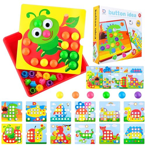 Mosaik Steckspiel für Kinder ab 2 3 Jahre, Kinderspiele zum Lernen von Farben, Farbe Steckspiel Mosaik Pegboard Gabelungen, Kreatives Pädagogisches Lernspielzeug,Kinder Lernspielzeug für Geschenk