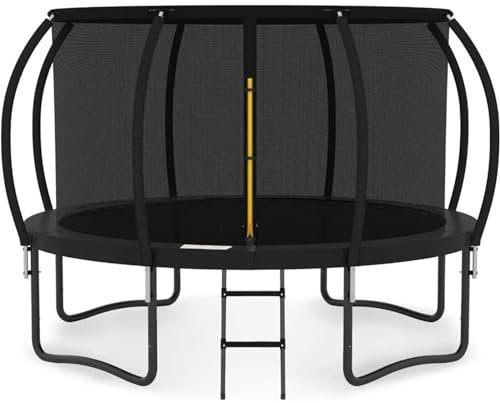 ATUMY Accesorios De Trampolín Trampolín de 10 pies con recinto - Trampolines recreativos con Escalera, Trampolín al Aire Libre Anclajes de Suelo(10FT Black)