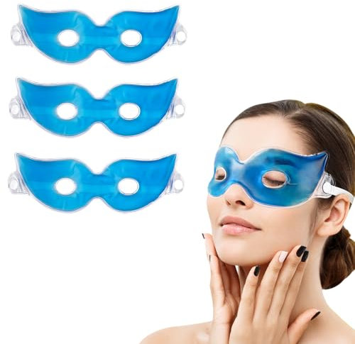 3 Pezzi Maschera Gel per Occhi, Maschera Occhi Gel Freddo Riutilizzabile, Maschera Ghiaccio Occhi a Caldo e Freddo per Occhi Gonfi, Occhi Stanchi, Mal di Testa, Occhiaie, Emicrania