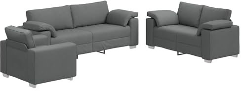 vidaXL Conjunto de Sofá Contemporáneo de 3 y 2 Plazas Gris Oscuro con Cojines Capacidad Máxima 330 kg Diseño Moderno Estructura de Metal Duradera Ideal para Asientos en Sala de Estar Sofá Seccional T
