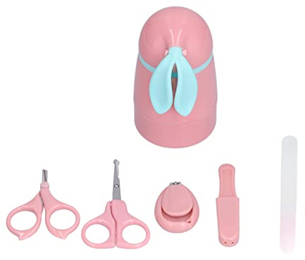 Baby Nagel Clippers Set 4 in 1 Häschen Design Nagelpflege Kit mit Aufbewahrungsbox Safer Edelstahlwerkzeuge für Neugeborene Kleinkind -Kinderpflegemittel Rosa Abs Material