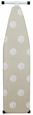 T-Leg Ironing Board with Cotton Cover, Beige, Steel Frame, 53x14x35 Inch, Height Adjustable, Perforated Top, Foldable
