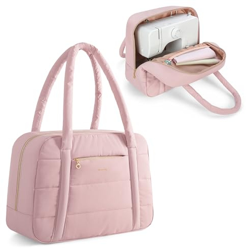 Teamoy Borsa per Macchina per Cucire con Fodero per Trolley, Custodia da Trasporto per Macchina da Cucire La Maggior Parte Delle Macchine da Cucire Standard e Accessori da Cucito, Rosa