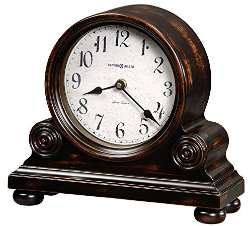 Howard Miller Orologio da camino Murray 635-150 - Finitura nera vintage consumata con sfumature marroni, rosette e chignon applicati