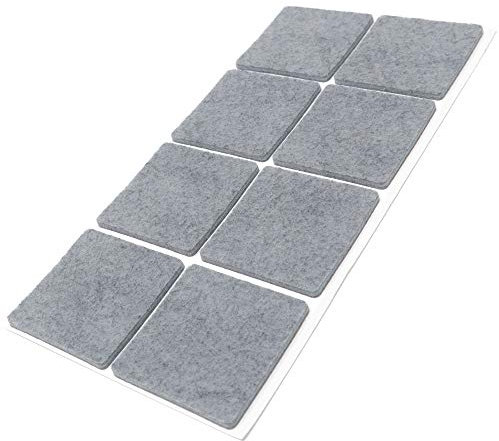 Adsamm® / 8 x deslizantes de Fieltro autoadhesivos/Gris / 50x50 mm/Cuadrado/Deslizantes de Fieltro para Muebles de 3,5 mm de Grosor/Deslizantes para Muebles y Suelos