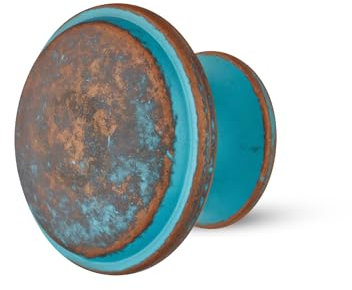 Gedotec Messing Schubladen-Knopf Antik Vintage Möbel Kupfer Rustikal - NELLES | Küchen-Knopf Groß Ø 36 mm | Kommoden Rund | 1 Stück - Design Landhaus-Stil Mit Schrauben