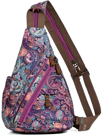 KL928 Canvas Sling Bag - Small Crossbody Backpack Shoulder Casual Daypack Rucksack for Men Women
