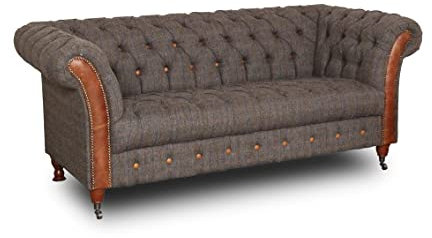 Chesterfield Harris Tweed Candytuft Club 3-sits soffa