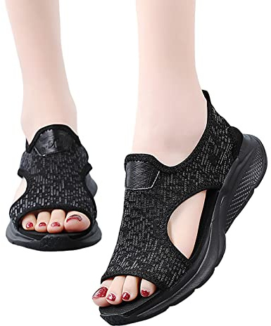 Sandales de Sport et D'Extérieur Femme Maille femmes Sport Chaussures Respirantes Sandales de Marche Confort Sandales Baskets Légères l'été Sandales Bout Ouvert pour Femmes