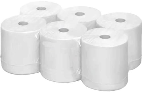 Kelno® Handtuchrollen - 2-lagige perforierte Küchentücher Haushaltstücher 6 Rollen - 19 x 22 cm Papiertücher - Putzpapierrolle Werkstatt/Küche - Hochweiße Papierhandtücher: