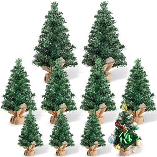 Libima 10 Pieces Mini Christmas Tree Artificial Pine 3 Sizes for Tabletop