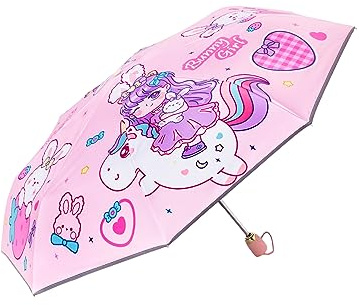 Rosavida Kids Folding Umbrella Automatic Open-close Cartoon UV Resistant Travel Umbrella Anti-rebound Design Compact Wind and waterproof Umbrella for Kids Girls #1