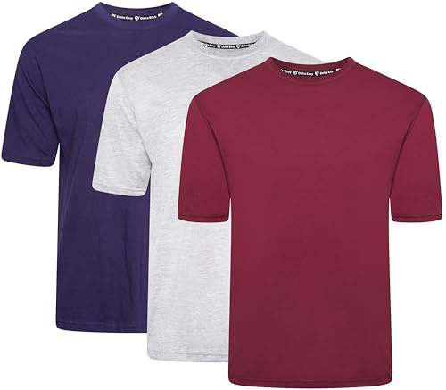 Men's Crew Neck T-Shirt Pack of 3 Running Dry Fit T-Shirt Athletic Outdoor Short Sleeve Sports Top for Comfortable Workouts. (UK, Alpha, L, Regular, Regular, 3 (Navy,Grey,Maroon))