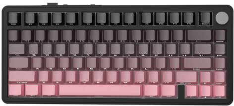 ATTACK SHARK X85 Gasket Mechanical Keyboard with Knob,75% Tri-Mode(BT5.0/2.4G/USB-C) Wireless Gaming Keyboard &Five-Layer Padding,RGB,5000mAh, Hot-Swappable Side Print PBT Keycaps(Pink Gradient)