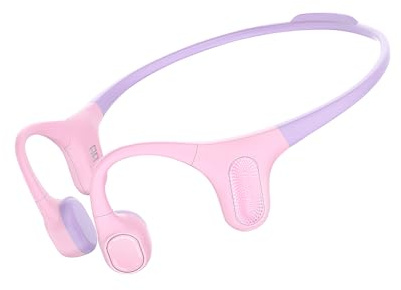 mojawa Aerra Bone Conduction Sport Headphones, IP67 Waterproof Workout Earphones, Open-Ear, Wireless Bluetooth with Mic, Secure and Comfortable for Running and Cycling, Pink and Purple