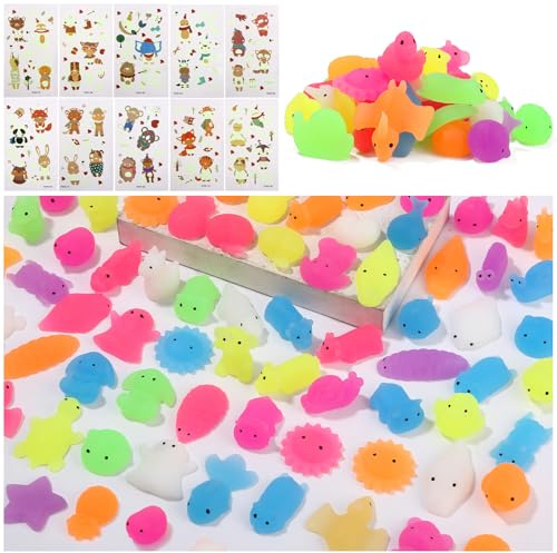 Zhufas Squishy Kawaii Ensemble de 120 pièces Mini Mochi Squishies, Jouet de Fudge Mignon, Garniture d’œuf de Pâques, adapté pour Les cotillons, récompenses de Classe, Noël, Journée des Enfants