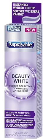 Rapid White Beauty White Colour Corrector Toothpaste 75ml | Instantly 7X Whiter Teeth | Long Lasting Protection Against New Discolourations | Includes Fluoride | Clinically Proven