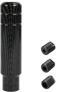 muge racing Aluminum Alloy Weighted Shifter Knob,5 Auto Gear Shift Knob with 3 Threaded Adapters M8 M10 M12,Fit Most Automatic Manual Vehicle-Carbon Fiber