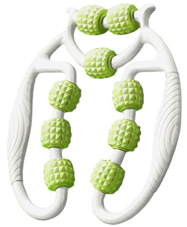 Rouleau de Massage Musculaire des Tissus Profonds - 9 Roues Rouleau de Massage Anti-Cellulite 360°, Rouleaus de Massages des Jambes, Rouleaus de Massages 360°, Soulage la Fatigue (1-Vert)