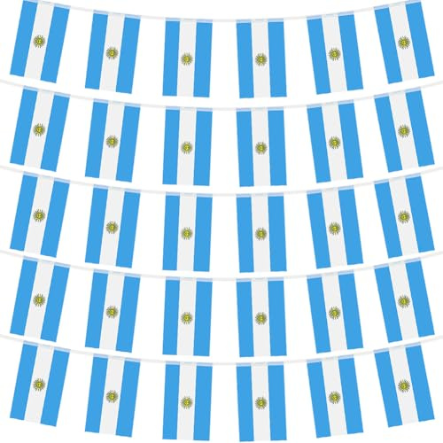 Confezione da 2 bandierine argentine, bandierine argentine, per interni ed esterni, per partite di calcio, divertenti decorazioni da discoteca