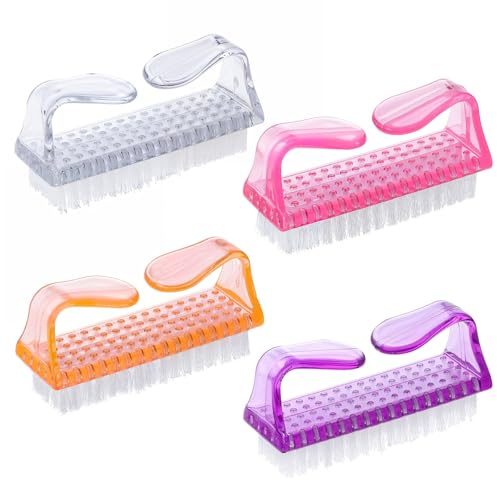 4 styck nagelborste, handborste, handtvättsborste, fingerborste med handtag, plastfingernagelborste, nagelrengöringsborstar, manikyr dammborste, nagelborste, fingerborste för rengöring av handnaglar