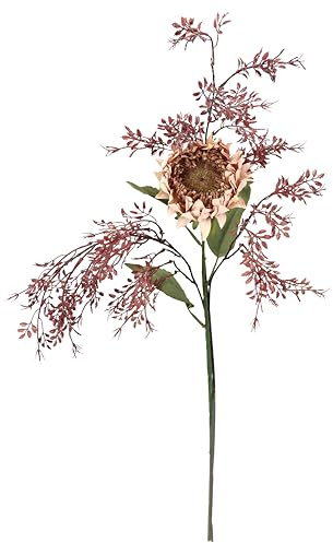 Kronärtskockkvist med dekorativ gren, set om 2, 60 cm, gammalrosa, konstgjord växt, sidenblomma, höstdekoration, bordsdekoration, blomarrangemang, heminredning, blomblomblad, kronärtskocka, konstgjord