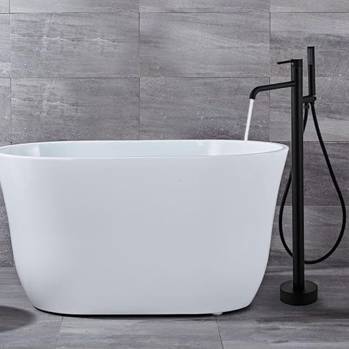 Grifo Bañera y Ducha con Alcachofa Montaje en Suelo Monomando Grifo de Pie para Bañera Exenta G1/2'',negro