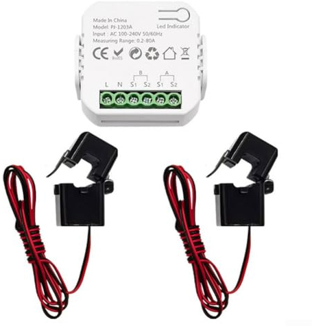 Glewi Smart Meter Energy Monitor for Tuya for Smart-Life,WiFi Electricity Usage Monitor,1-2 Channel Bidirectional Power Monitoring(2CT)