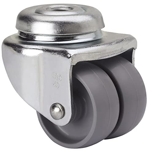 Rueda Doble para Muebles Auxiliares Giratoria, RUEDAS ALEX - IB BP, Fijación de Agujero, Aro de Polipropileno gris, Ø 50 mm