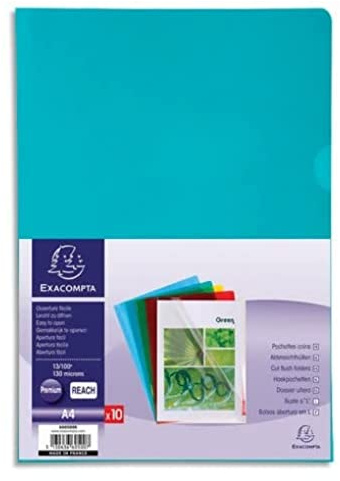 Exacompta 10 insynsmappar A4 PVC slät 13/100 mm 5 färger