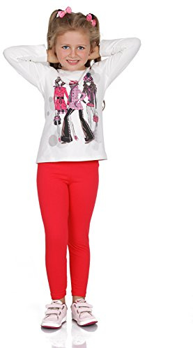 FUTURO FASHION Girls Children Full Length Plain Cotton Leggings Cycling Casual Wear Infant Trousers Leggings Solid Tights Pants for Kids 6 Years Red Child