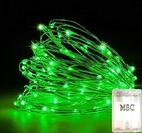 MSC 10ft / 3M * 30 LED's Battery Powered LED Green Coloured String Fairy Halloween Lights On Copper Cable with Light Effects, Ideal for Christmas, Xmas, Party,Wedding,Decoration Green-Batt-3M
