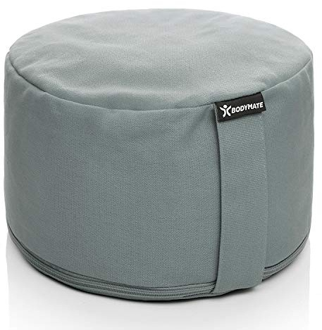 BODYMATE Cuscino da Yoga rotondo Extra Alto 20cm Diametro 31cm con Imbottitura di Grano Saraceno e Spelta – Rivestimento Lavabile in Lavatrice 100% Cotone extra Spesso – Cuscino da Meditazione – Zafu