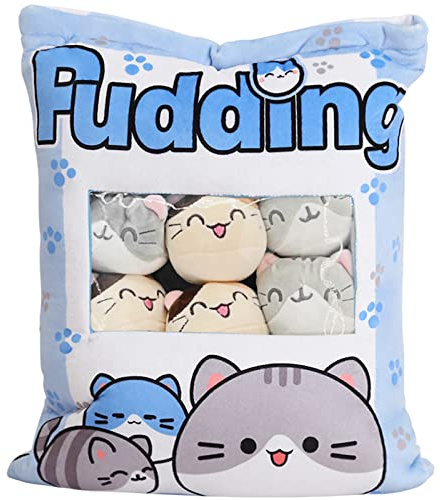 REFAHB Cute Plush Pillow Throw Pillow Removable Stuffed Animal Toys Creative Gifts for Girls (Kitten-Blue)