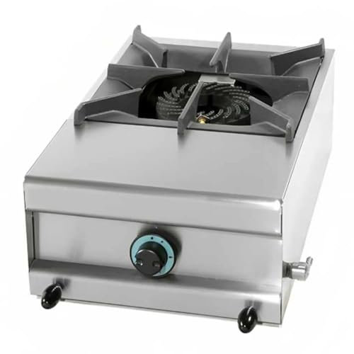 MBH - Cucina a gas professionale con 1 fornello da banco e alta potenza per cucina industriale di bar, ristorante, food trucks, ristorazione e catering.