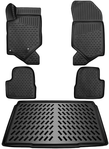 ELMASLINE 3D Gummimatten & Kofferraumwanne für Peugeot 208 Verbrenner (2019-2025) | Passt Nicht in Hybrid und Elektro | Zubehör Fußmatten Kofferraummatte