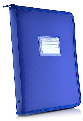 Carpeta Zipper Colorline - en Polipropileno 100% Reciclable con Cierre de Cremallera, Lomo Plano de 3 cm -REF.57511-AO - Asa Tirador e Identificador Frontal de Office Box (Azul Oscuro)