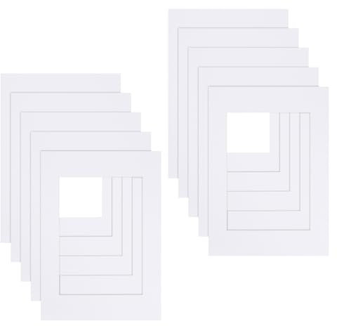 Bhoulandi 10 Pcs Photo Mounts A3 to Fit A4, White Paper Acid Free Picture Mounts Mat, Cardboard Photo Mount for Frames for A4 Paintings Prints Image Artworks (A3)