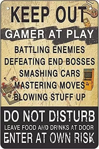 Oudrspo Game Room Retro Metal Tin Signs KeepGamer At Play Posters Gamer Collectible Plaques Home Man Cave Room Wall Decor 8x12inch