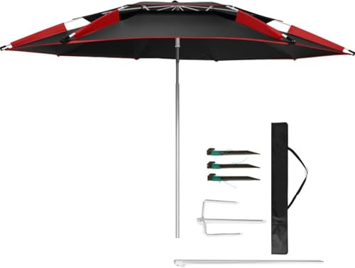 Paraguas para Sol/Lluvia: Paraguas de Pesca, Bordes festoneados, con función inclinable, Tela de poliéster y Varillas Resistentes, Paraguas para Patio al Aire Libre, Resistente a la Ducha, e