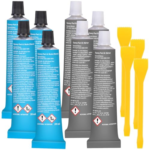 AGT Epoxidkleber: 4er Set 2-Komponenten Epoxid-Kleber grau & transparent (Epoxy 2 Komponenten Kleber, für Styropor, Schuhe)