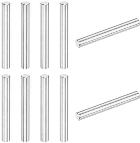M METERXITY 10-Pack 8 x 65 mm Dowel Pin, 316 Stainless Steel Support Pin Fastener Elements for Metal Devices/Wooden Projects, Cylindrical Shelf Support Pin [Silver Tone]