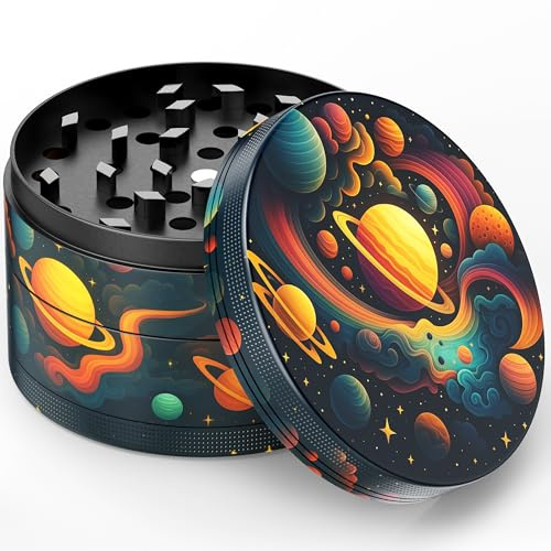 Viberium Grinder Metallo 63 mm- Grinder Belli Tritino, Grinders Kit Original, Accessori per Erbe, Herb Crusher Professionale, Macinino, 4 Pezzi, Viola - 02 – ORBIT